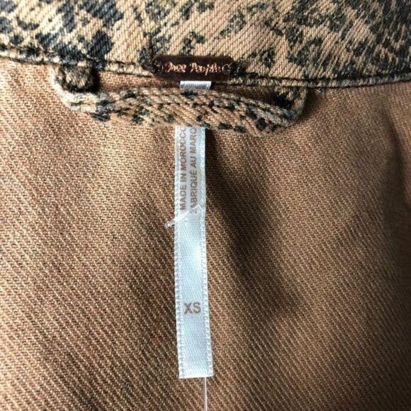 Free People Snake Skin Trucker Jacket Brown XS - Picture 5 of 7